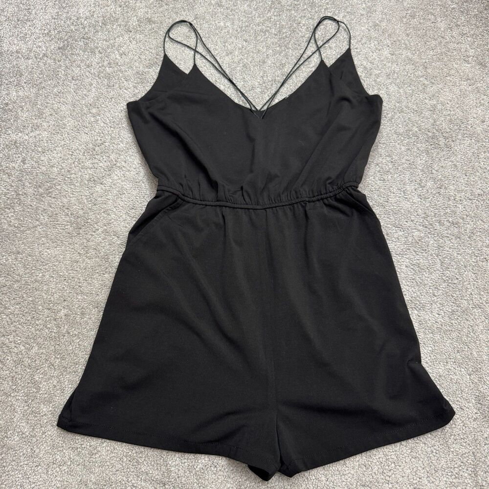 Sparkle & Fade Strappy Playsuit Romper Womens Medium Black Elastic Waist Casual